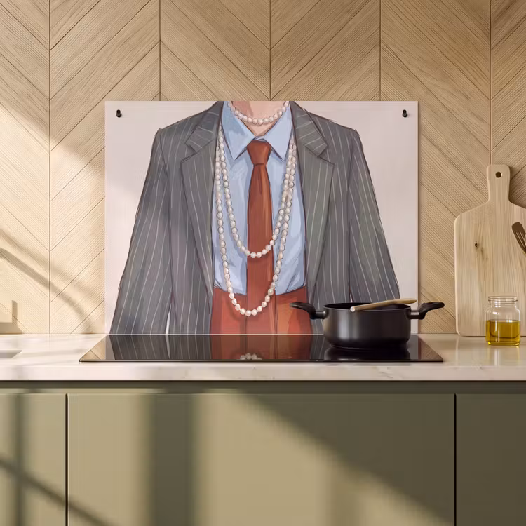 Kleding - Strik - Parels - Klassiek - Mode Inductie beschemer met haakjes klein -sfeer2