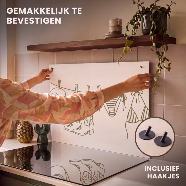 Kleding - Waslijn - Zomer - Lijntekening - Groen Inductie beschemer met haakjes klein -ky-ophangen-nl
