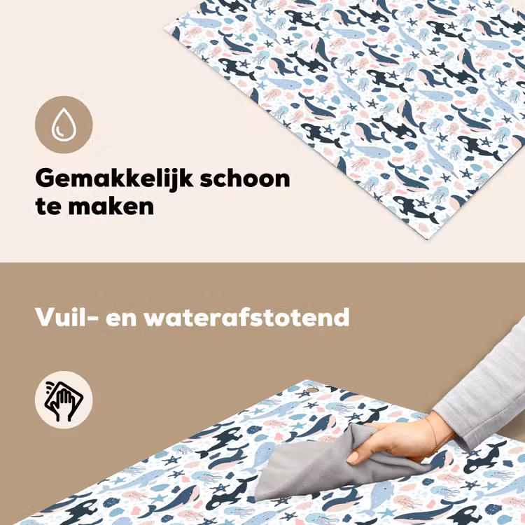 Klein - Oceaan - Walvissen - Octopus Inductie beschemer met haakjes klein 777 -ky-schoon-nl
