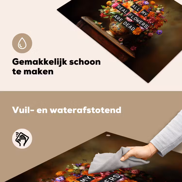 Kleur - Bloemen - Vintage - Bloemenvaas Inductie beschemer met haakjes klein -ky-schoon-nl