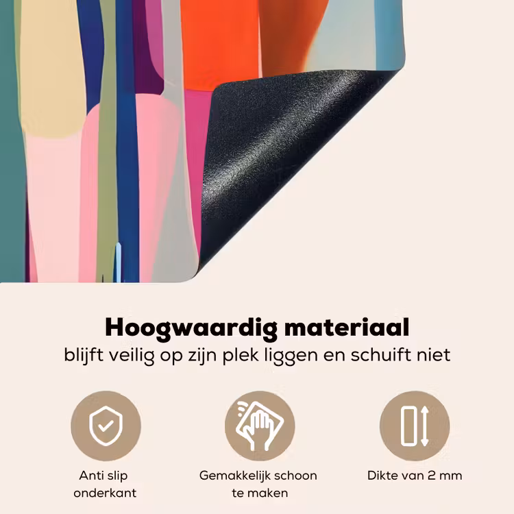 Kleurbanen - Verticaal - Kleurrijk Inductie beschemer met haakjes middel -ky-onderkant-nl