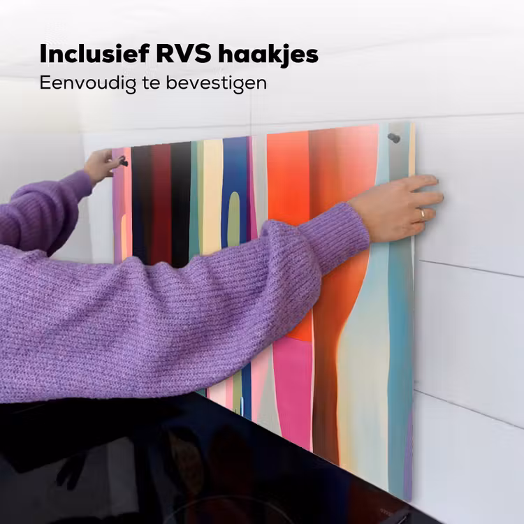 Kleurbanen - Verticaal - Kleurrijk Inductie beschemer met haakjes middel -ky-ophangen-nl