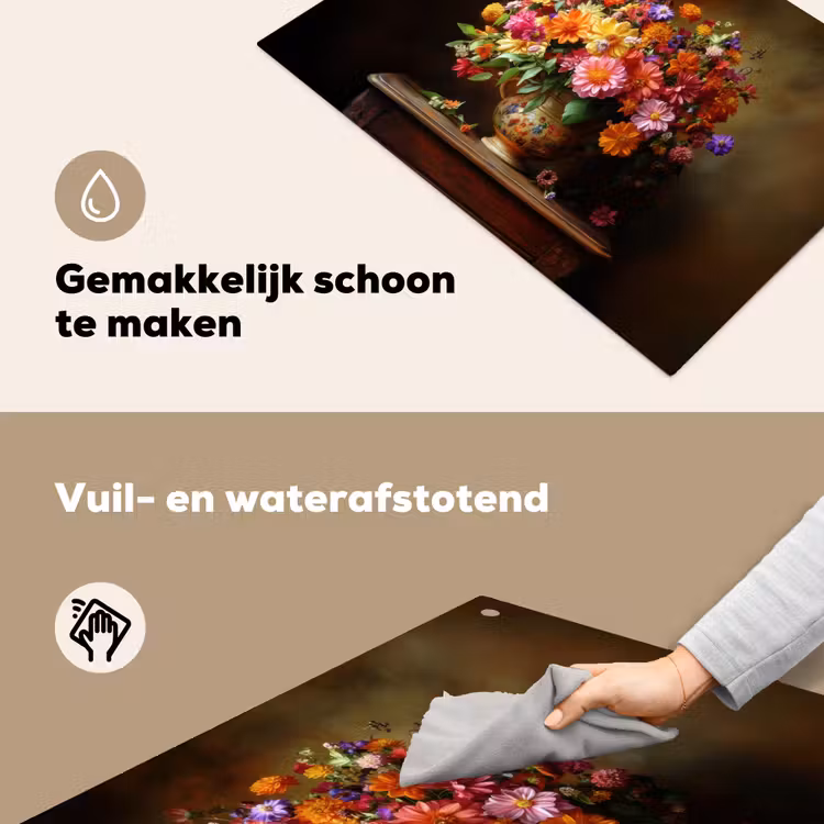 Kleuren - Boeket - Vaas - Hout Inductie beschemer met haakjes klein -ky-schoon-nl