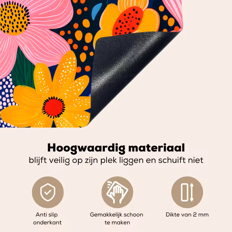 Kleurrijk - Bloemen - Abstract - Stippen Inductie beschemer met haakjes klein -ky-onderkant-nl