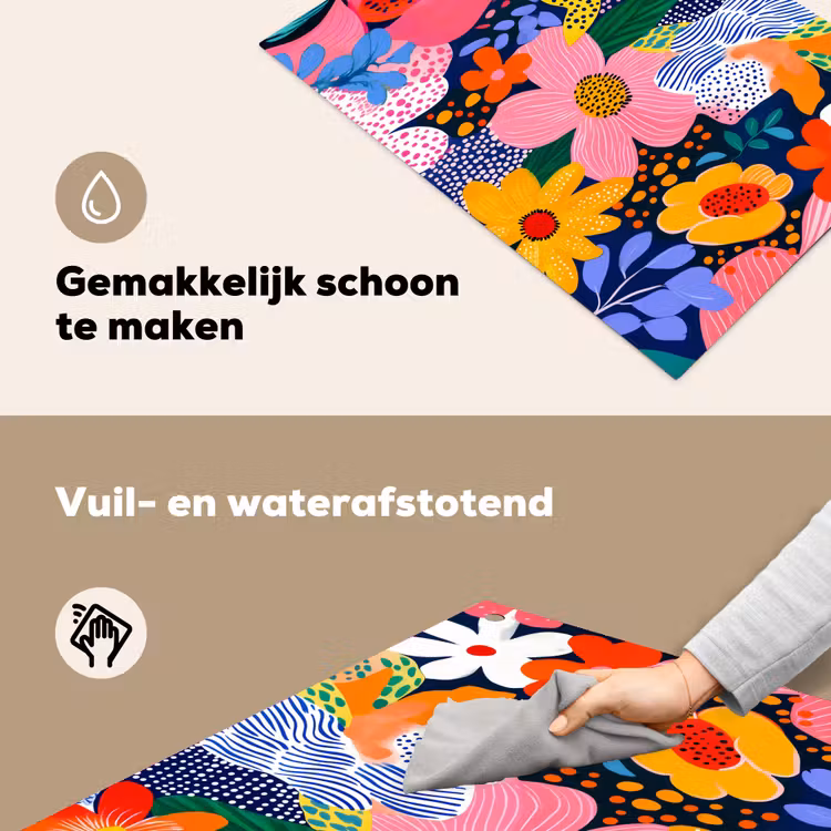 Kleurrijk - Bloemen - Abstract - Stippen Inductie beschemer met haakjes klein -ky-schoon-nl