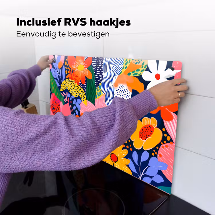 Kleurrijk - Bloemen - Abstract - Stippen Inductie beschemer met haakjes klein -ky-ophangen-nl
