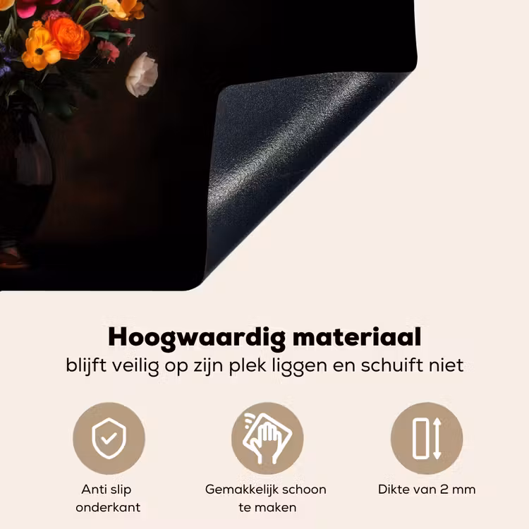 Kleurrijk - Boeket - Vaas - Donkerbruin Inductie beschemer met haakjes klein -ky-onderkant-nl