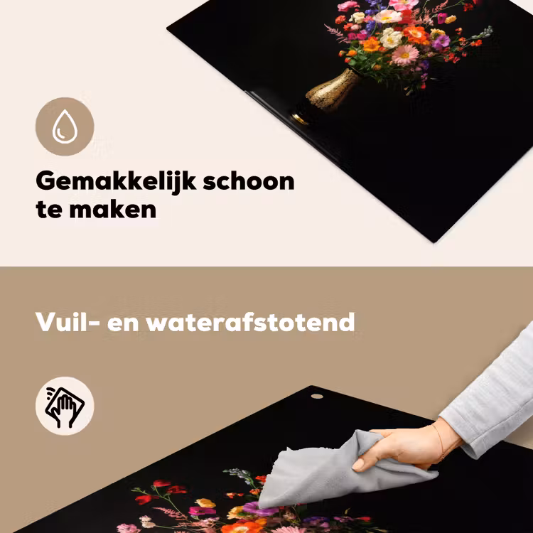 Kleurrijk - Boeket - Vaas - Goud Inductie beschemer met haakjes klein -ky-schoon-nl