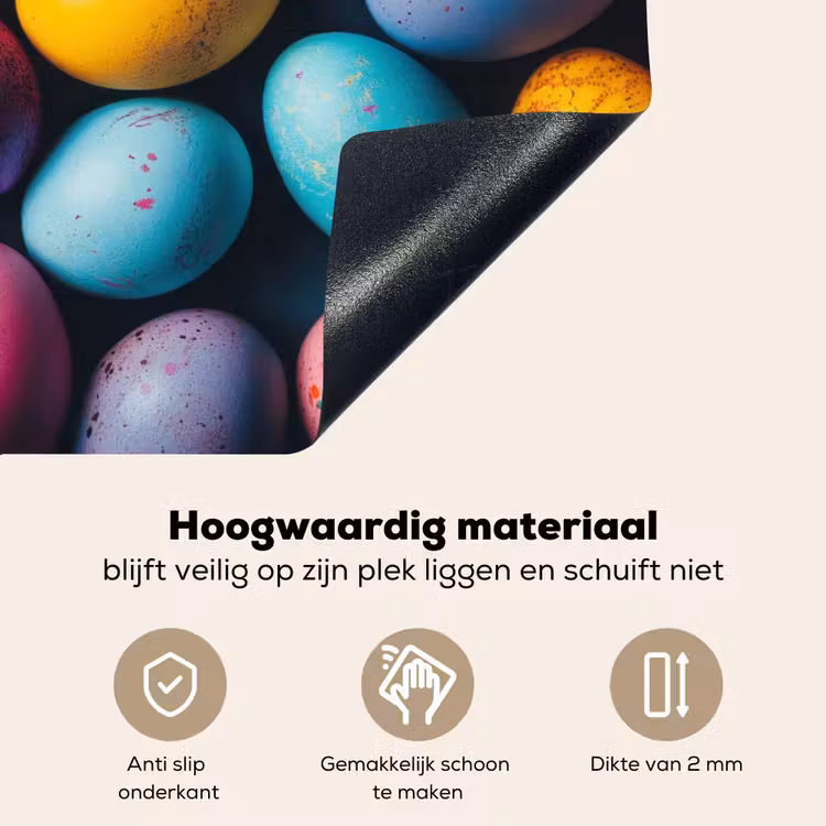 Kleurrijk - Paaseitjes - Spetters Inductie beschemer met haakjes klein -ky-onderkant-nl
