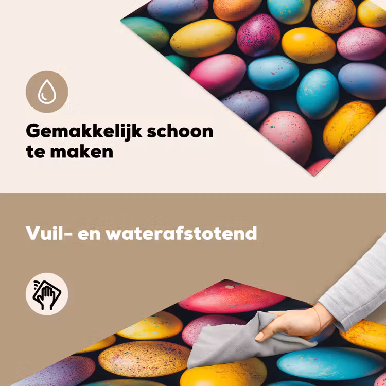 Kleurrijk - Paaseitjes - Spetters Inductie beschemer met haakjes klein -ky-schoon-nl