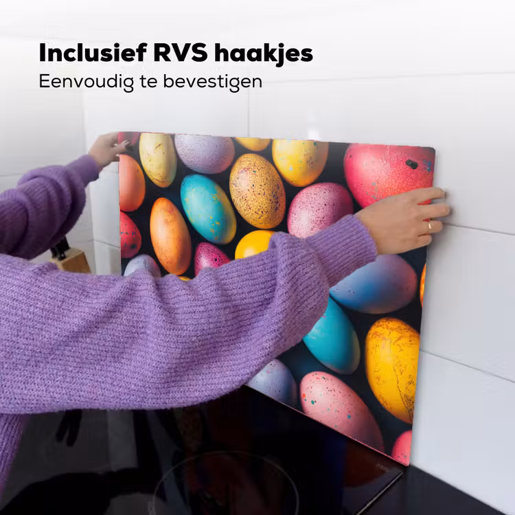 Kleurrijk - Paaseitjes - Spetters Inductie beschemer met haakjes klein -ky-ophangen-nl