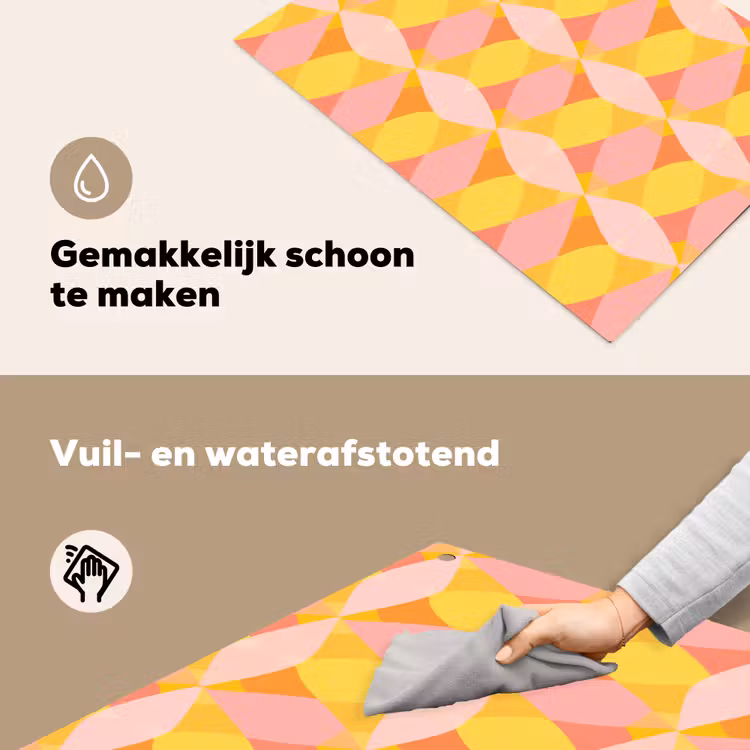 Kleurrijk - Ruitpatroon - Bladvormen Inductie beschemer met haakjes klein 777 -ky-schoon-nl