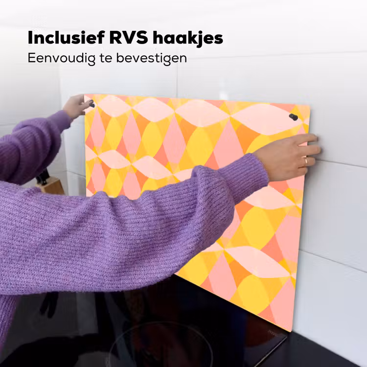 Kleurrijk - Ruitpatroon - Bladvormen Inductie beschemer met haakjes klein 777 -ky-ophangen-nl