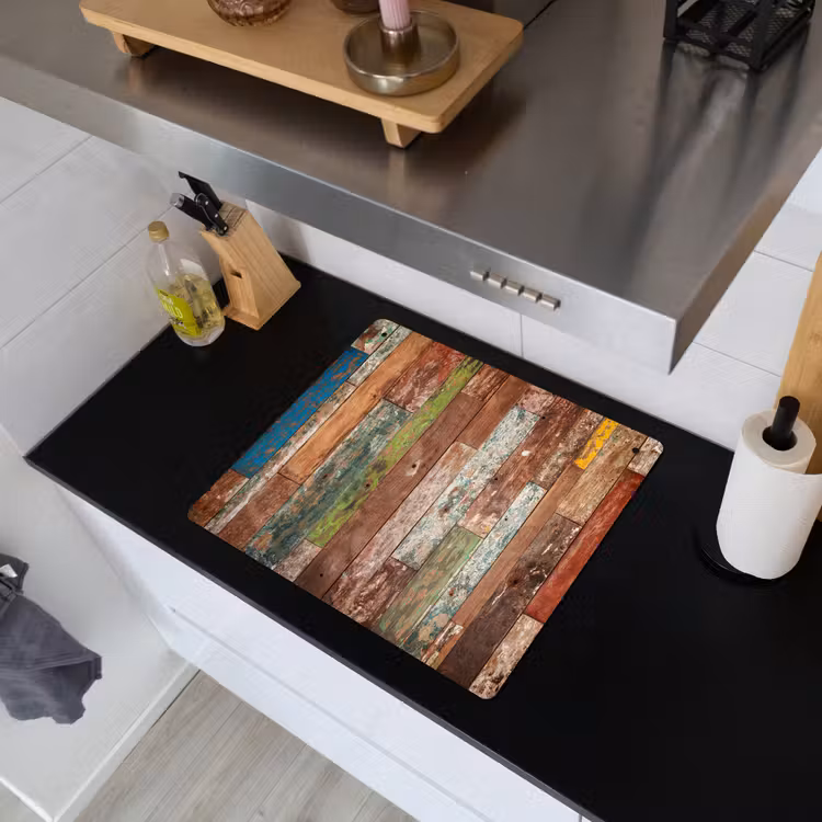 Kleurrijk Verweerd Hout Inductie beschemer met haakjes middel -sfeer1