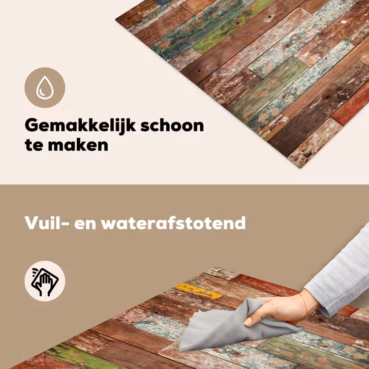 Kleurrijk Verweerd Hout Inductie beschemer met haakjes middel -ky-schoon-nl