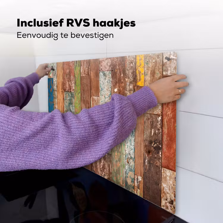 Kleurrijk Verweerd Hout Inductie beschemer met haakjes middel -ky-ophangen-nl