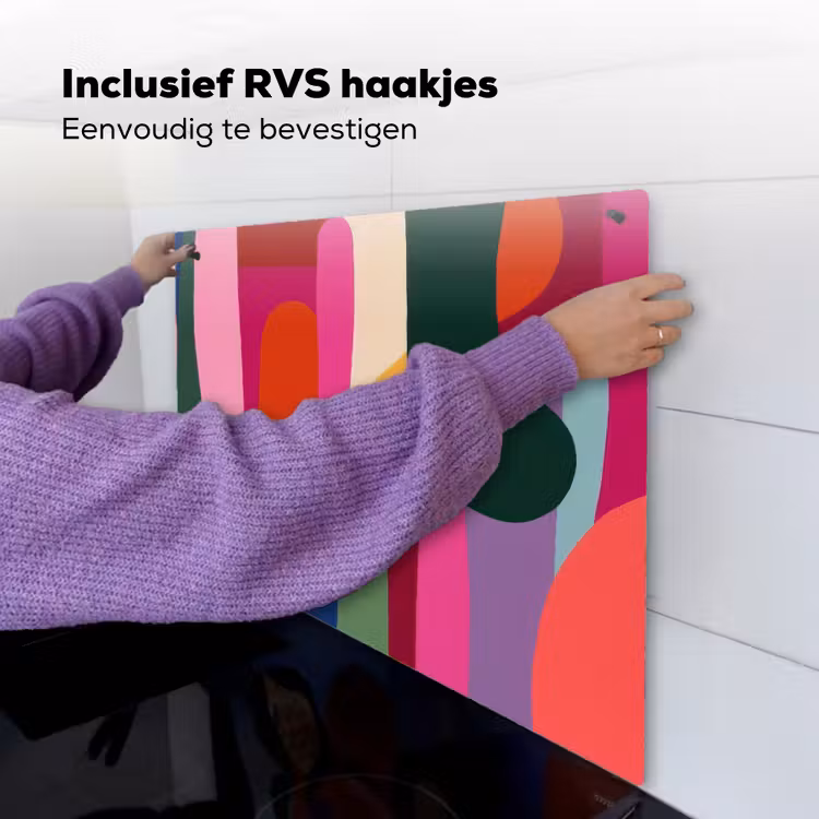 Kleurvakken - Recht - Rond - Abstract Inductie beschemer met haakjes middel -ky-ophangen-nl