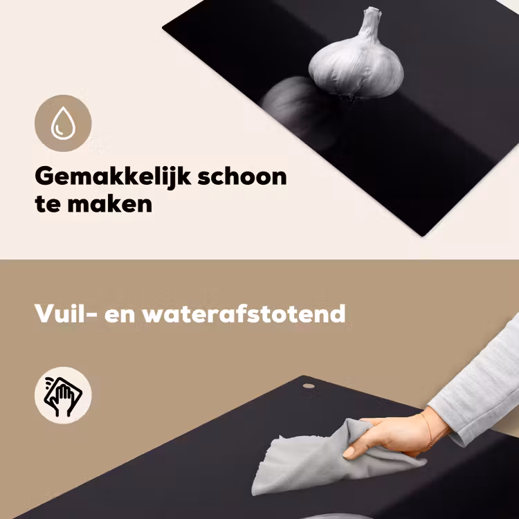 Knoflook - Zwart - Wit Inductie beschemer met haakjes klein -ky-schoon-nl