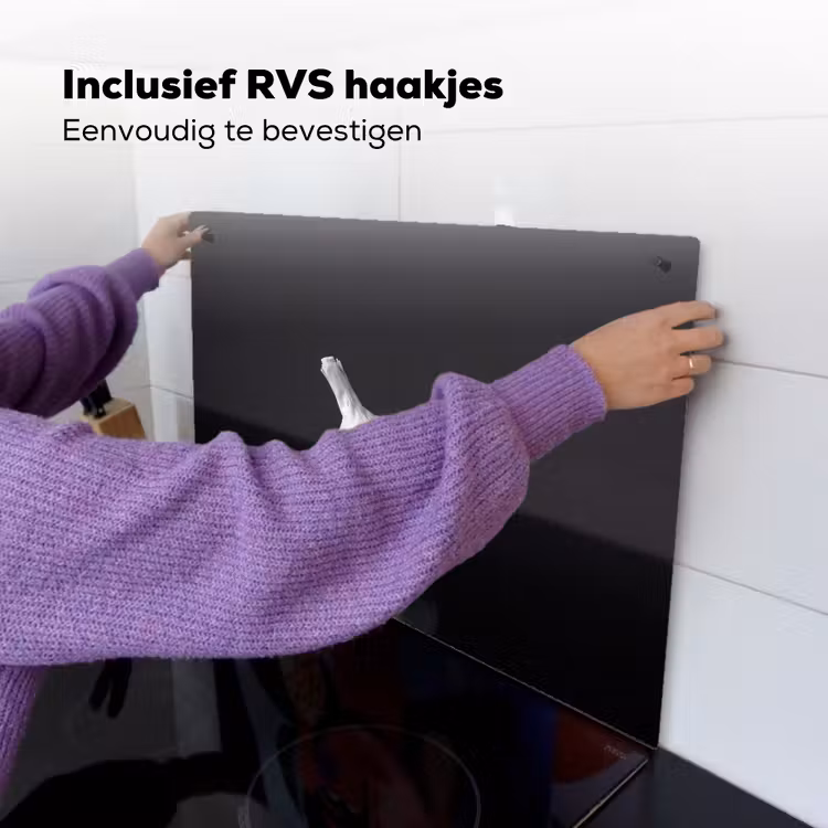 Knoflook - Zwart - Wit Inductie beschemer met haakjes klein -ky-ophangen-nl