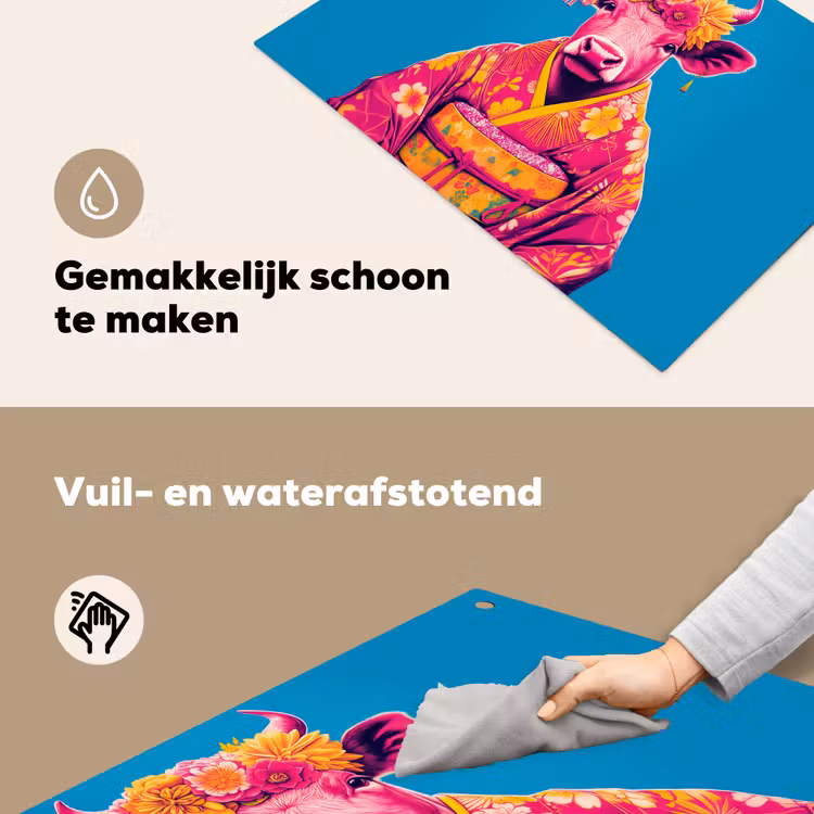 Koe - Bloemenkrans - Oorhangers - Kimono Inductie beschemer met haakjes klein -ky-schoon-nl