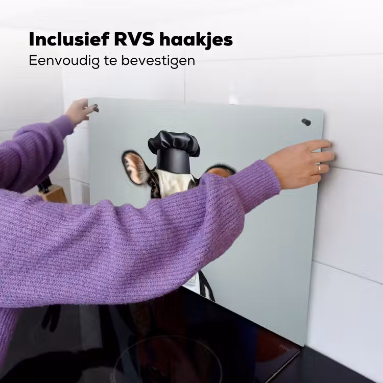 Koe - Zwart - Wit - Kok Inductie beschemer met haakjes klein -ky-ophangen-nl
