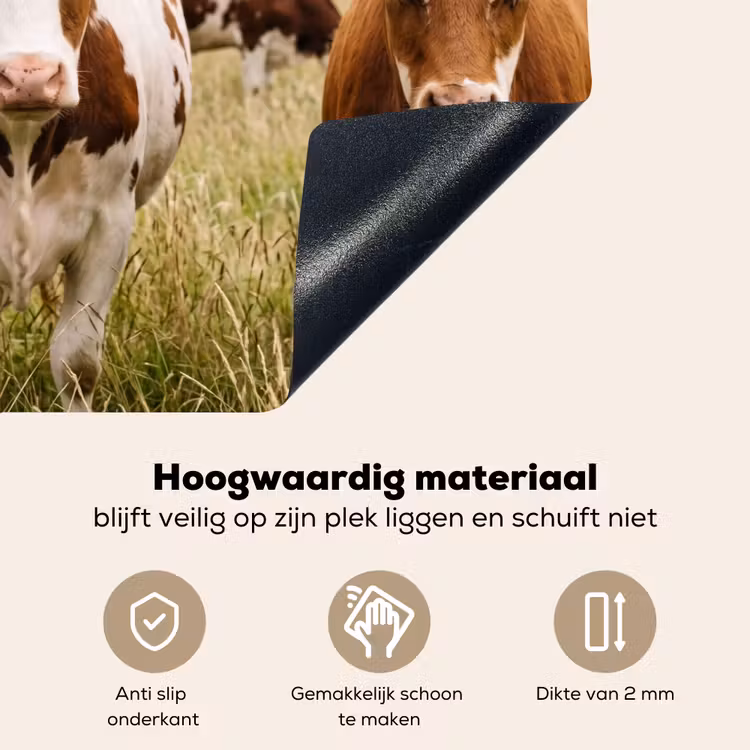 Koeien - Portret - Weide - Boerderij - Nieuwsgierig Inductie beschemer met haakjes klein -ky-onderkant-nl