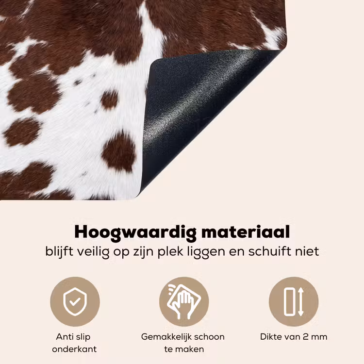 Koeienhuid - Klassiek - Bruin Inductie beschemer met haakjes klein -ky-onderkant-nl