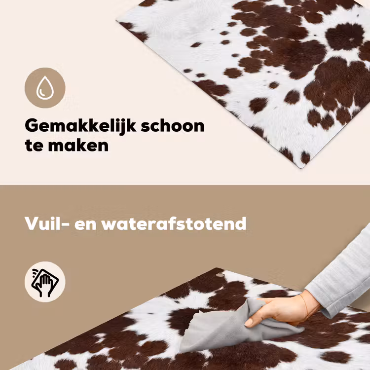 Koeienhuid - Klassiek - Bruin Inductie beschemer met haakjes klein -ky-schoon-nl