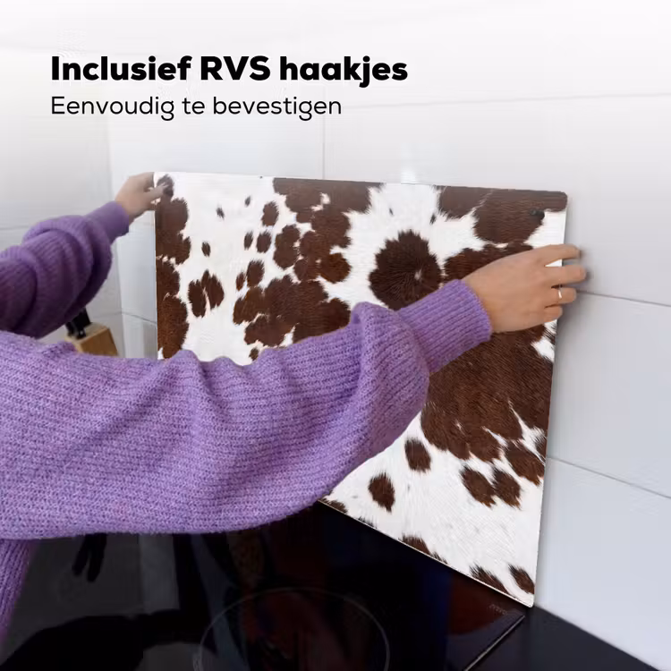 Koeienhuid - Klassiek - Bruin Inductie beschemer met haakjes klein -ky-ophangen-nl