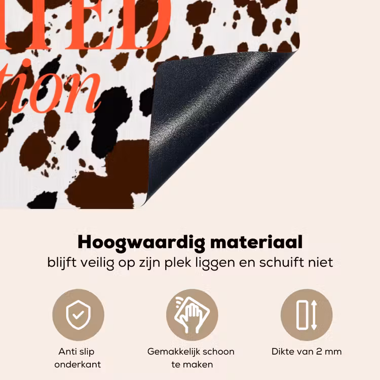 Koeienprint - Limited edition - Rood Inductie beschemer met haakjes klein -ky-onderkant-nl