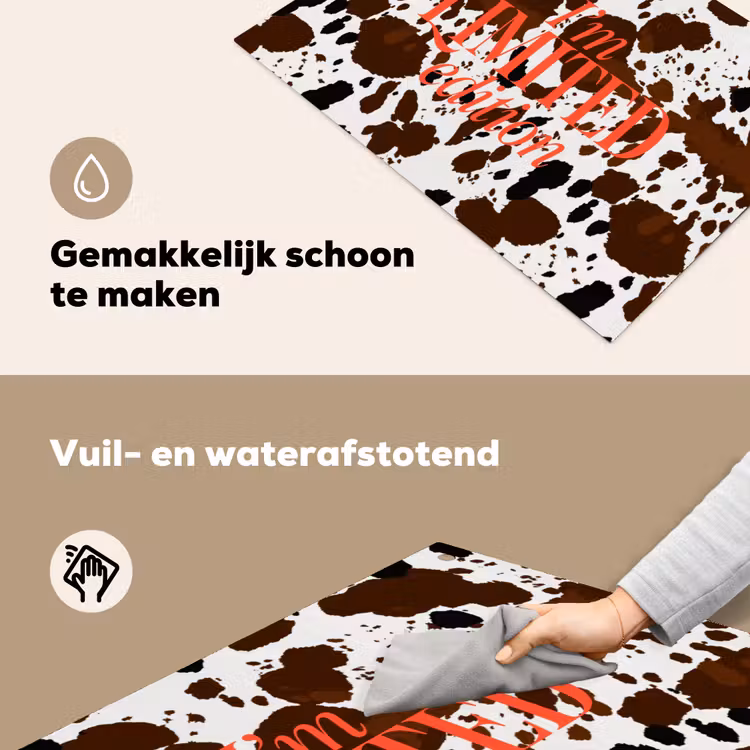 Koeienprint - Limited edition - Rood Inductie beschemer met haakjes klein -ky-schoon-nl