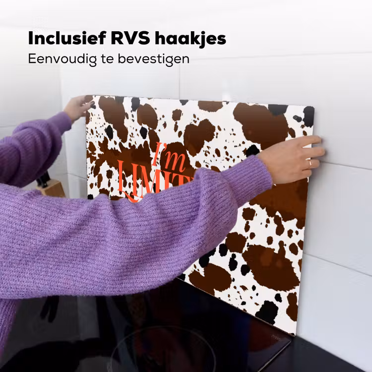 Koeienprint - Limited edition - Rood Inductie beschemer met haakjes klein -ky-ophangen-nl