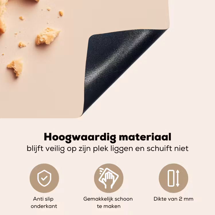 Koekje - Kruimels - beige Inductie beschemer met haakjes klein -ky-onderkant-nl