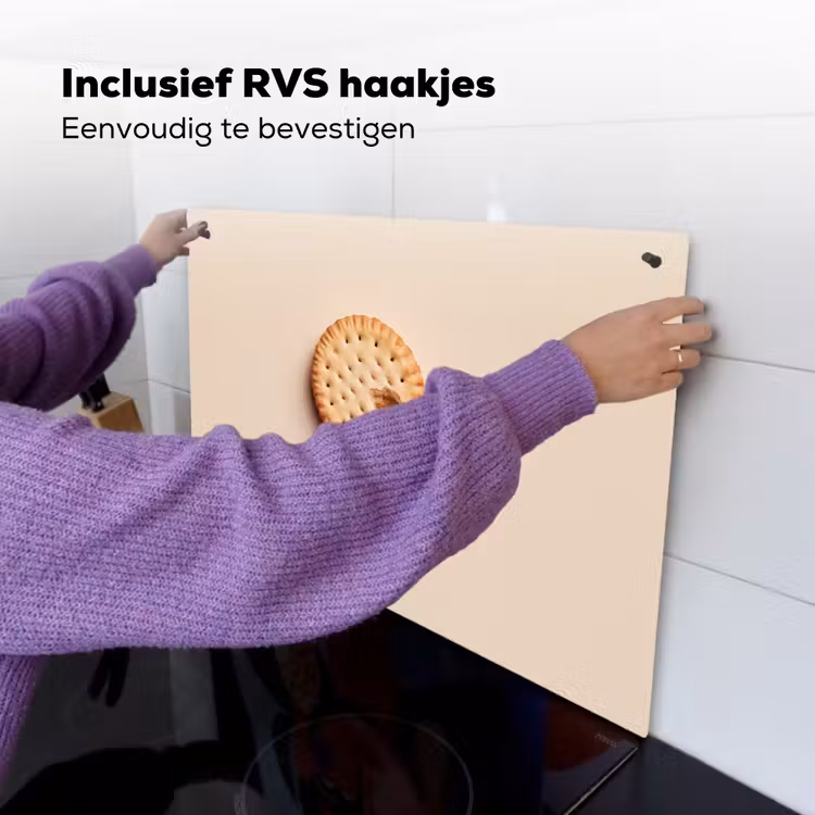 Koekje - Kruimels - beige Inductie beschemer met haakjes klein -ky-ophangen-nl