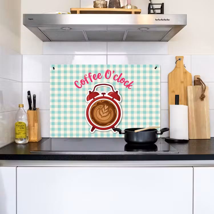 Koffie - Klok - Groen Inductie beschemer met haakjes klein -sfeer2