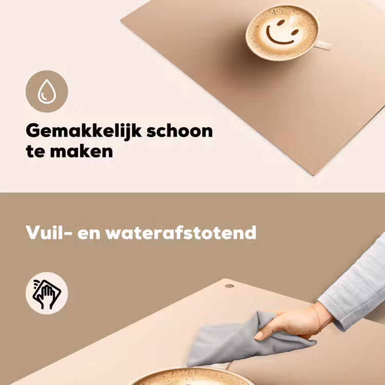 Koffie - Melkschuim - Lach - Beige Inductie beschemer met haakjes klein -ky-schoon-nl