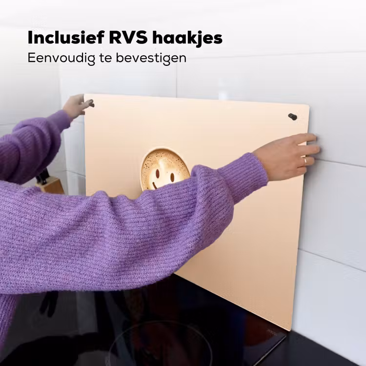 Koffie - Melkschuim - Lach - Beige Inductie beschemer met haakjes klein -ky-ophangen-nl