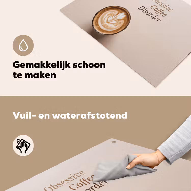 Koffie - Obessive Coffee Disorder - Beige Inductie beschemer met haakjes klein -ky-schoon-nl