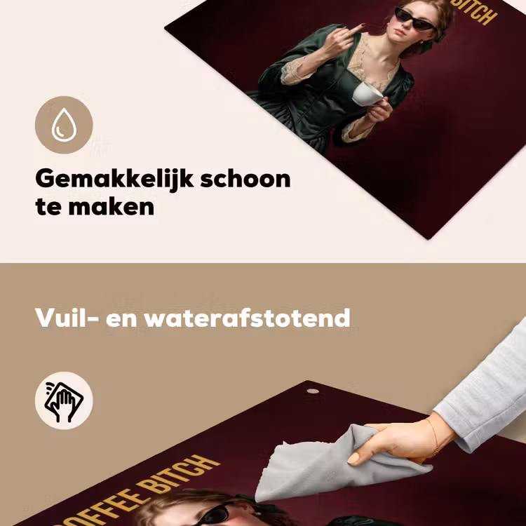 Koffie - Vrouw - Middelvinger Inductie beschemer met haakjes klein -ky-schoon-nl