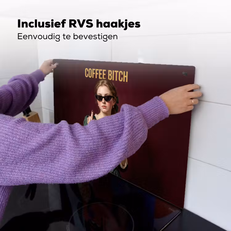 Koffie - Vrouw - Middelvinger Inductie beschemer met haakjes klein -ky-ophangen-nl