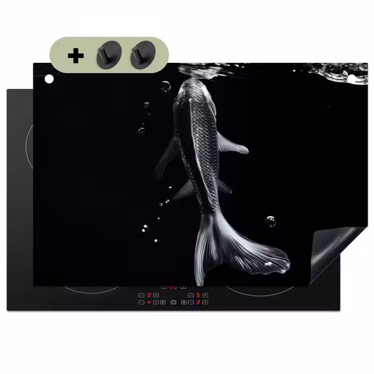 Koi - Vissen - Water - Zwart Inductie beschemer met haakjes klein -3d