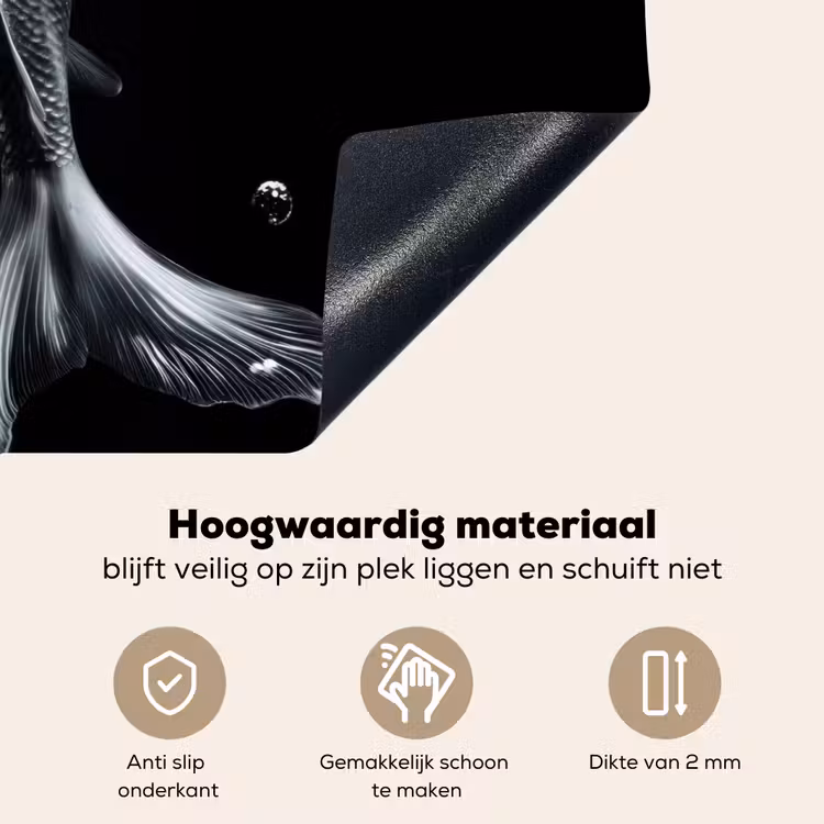 Koi - Vissen - Water - Zwart Inductie beschemer met haakjes klein -ky-onderkant-nl