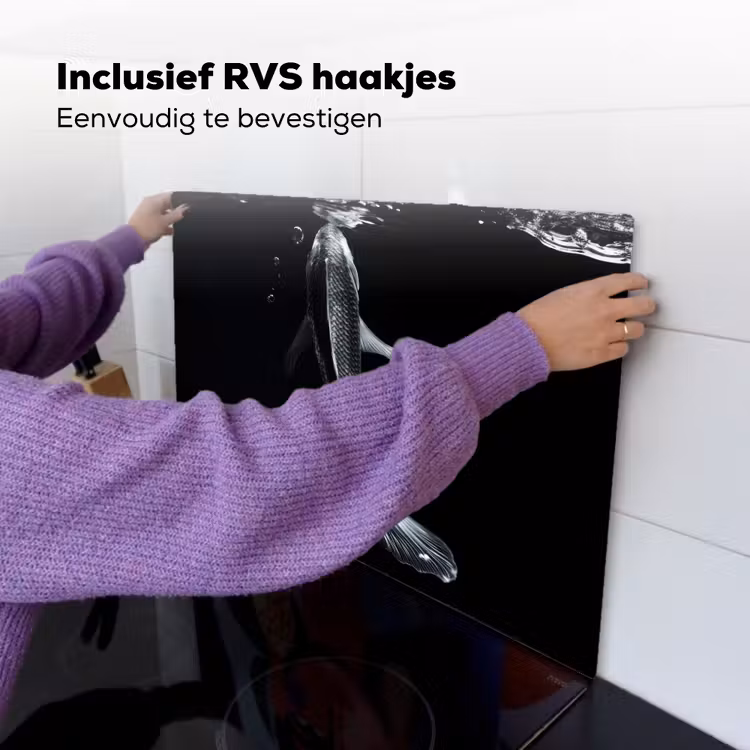 Koi - Vissen - Water - Zwart Inductie beschemer met haakjes klein -ky-ophangen-nl