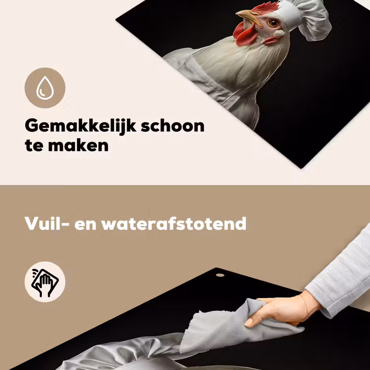 Kok - Rood - Kip Inductie beschemer met haakjes klein -ky-schoon-nl