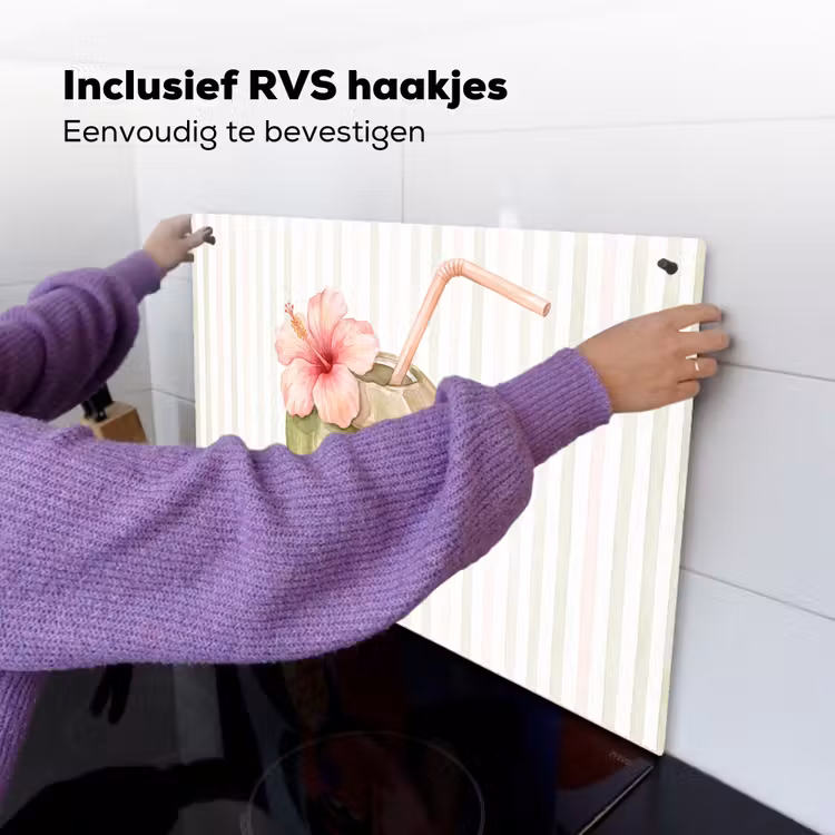 Kokosnoot - Drank - Tropisch - Illustratie - Zomer Inductie beschemer met haakjes klein -ky-ophangen-nl