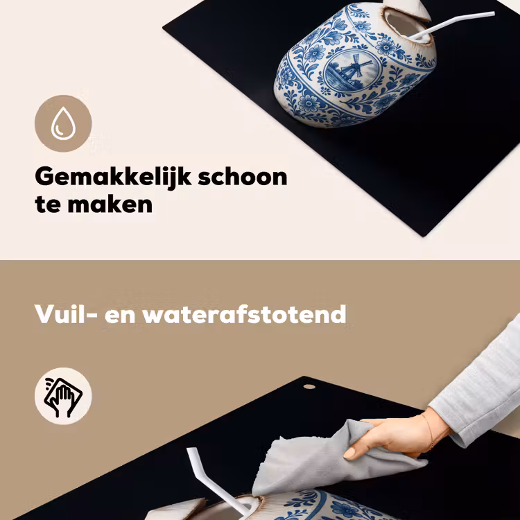 Kokosnoot - Eten - Delfts blauw - Drinken Inductie beschemer met haakjes klein -ky-schoon-nl