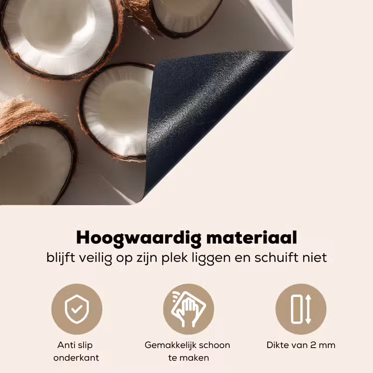 Kokosnoten - Bruin - Shaduw Inductie beschemer met haakjes middel -ky-onderkant-nl