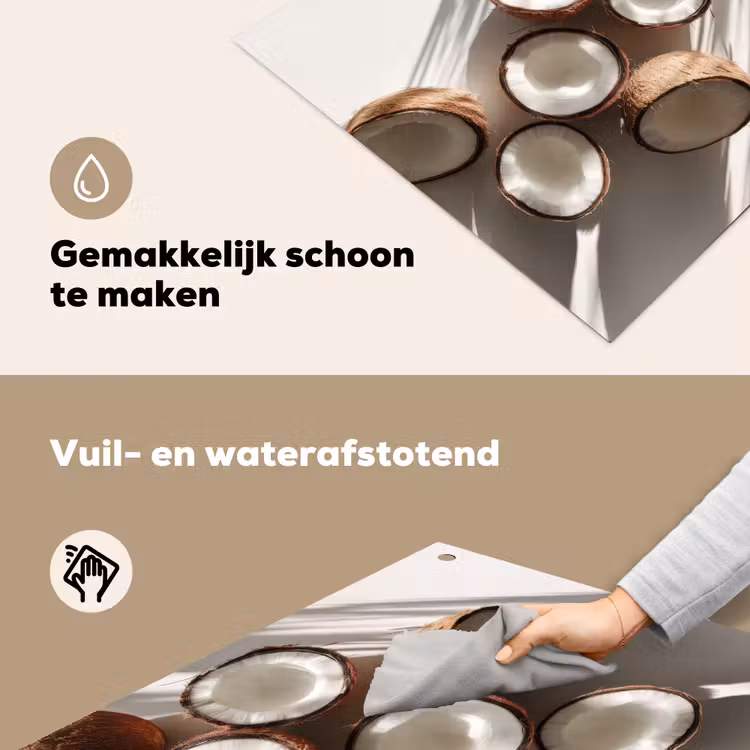 Kokosnoten - Bruin - Shaduw Inductie beschemer met haakjes middel -ky-schoon-nl