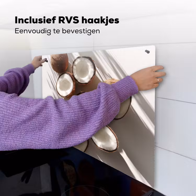 Kokosnoten - Bruin - Shaduw Inductie beschemer met haakjes middel -ky-ophangen-nl