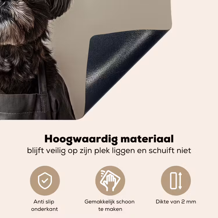 Kokskleding - Zwart - Hondje Inductie beschemer met haakjes klein -ky-onderkant-nl